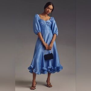 Anthropologie Blue Puff Sleeve Dress